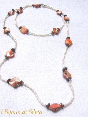 Perle di fiume, madreperle grezze arancioni, rondelle conchiglia